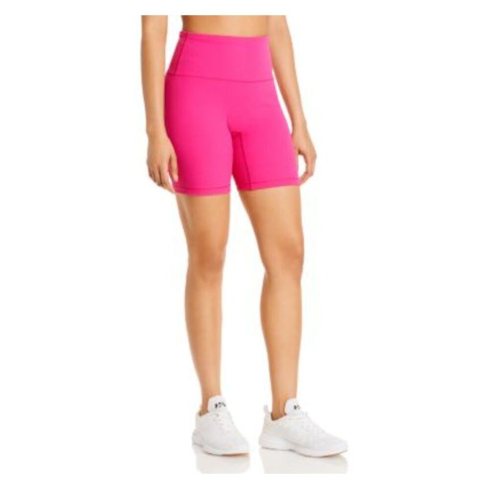 & SPORT Womens Pink Stretch Ribbed Fitted Bike Active Wear High Waist Shorts S